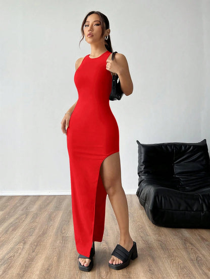 SHEIN Ezwear High Slit Open Back Dress