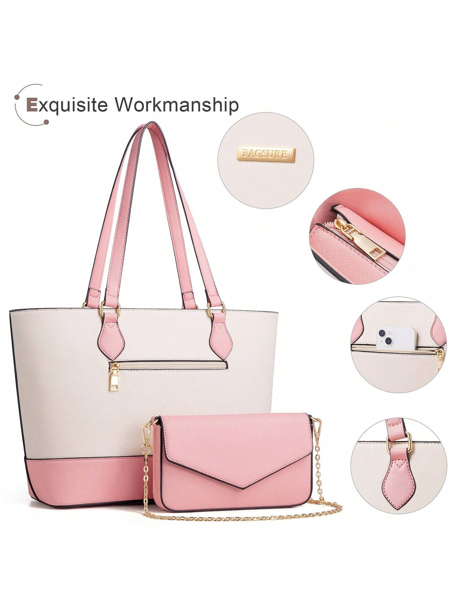 UKEIN Handbag Set, Purse Sets for Women, Tote Bag 4 Pcs, Fashion Purse Sets Women'S Handbags the Tote Bag Handbags Sets