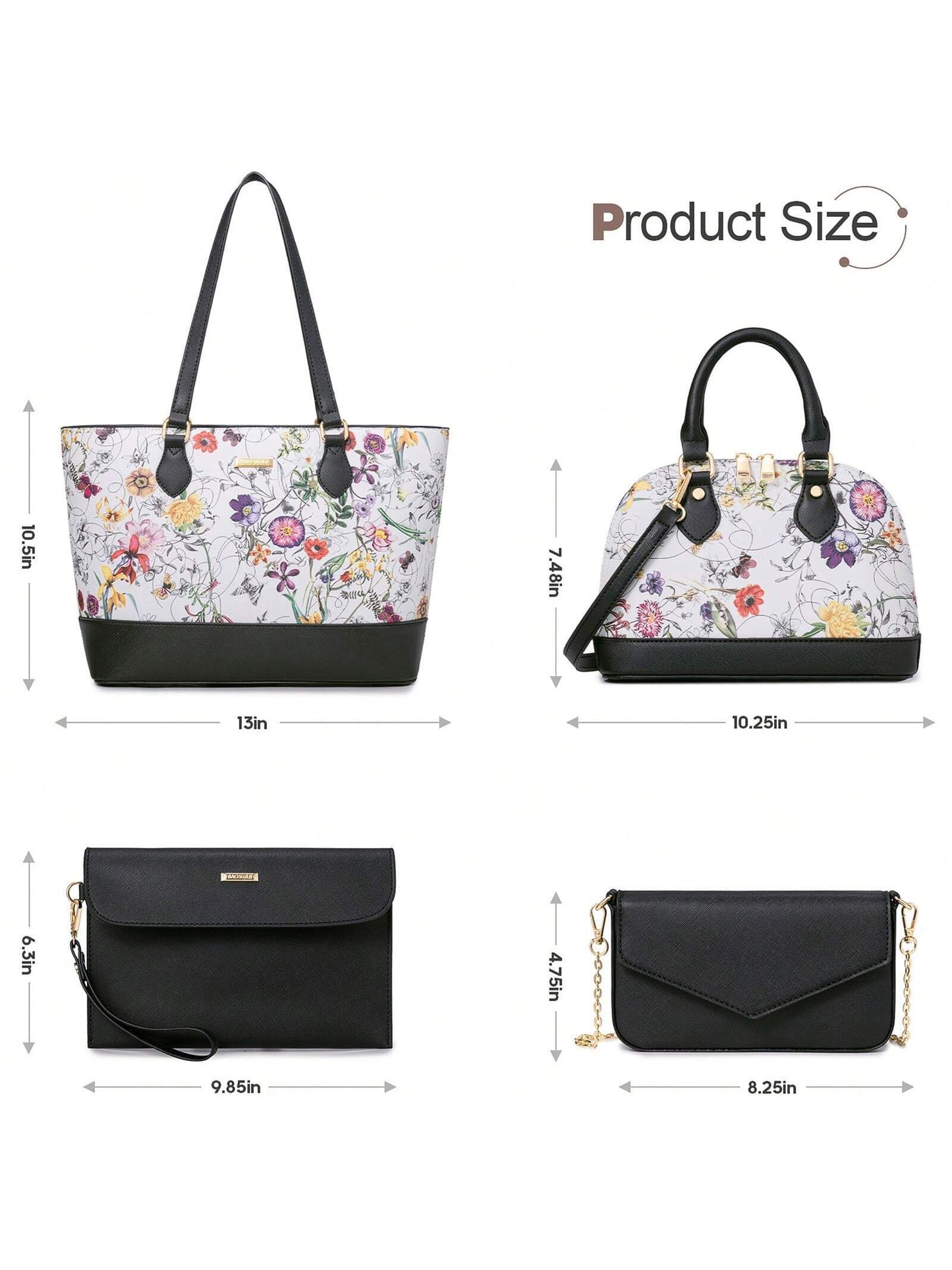 UKEIN Handbag Set, Purse Sets for Women, Tote Bag 4 Pcs, Fashion Purse Sets Women'S Handbags the Tote Bag Handbags Sets