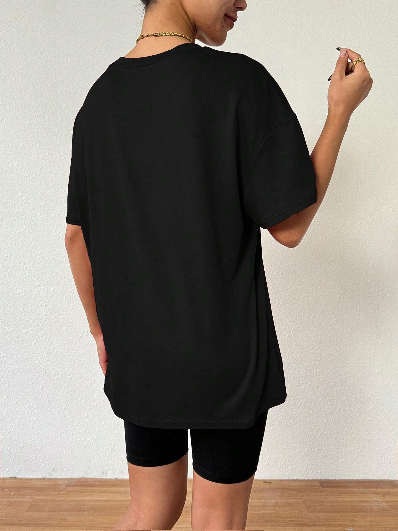 Vavaluxe Loose-Fitting and Oversized Simple Drop-Shoulder Short Sleeve T-Shirt for Spring/Summer Graphic Tees Women Tops