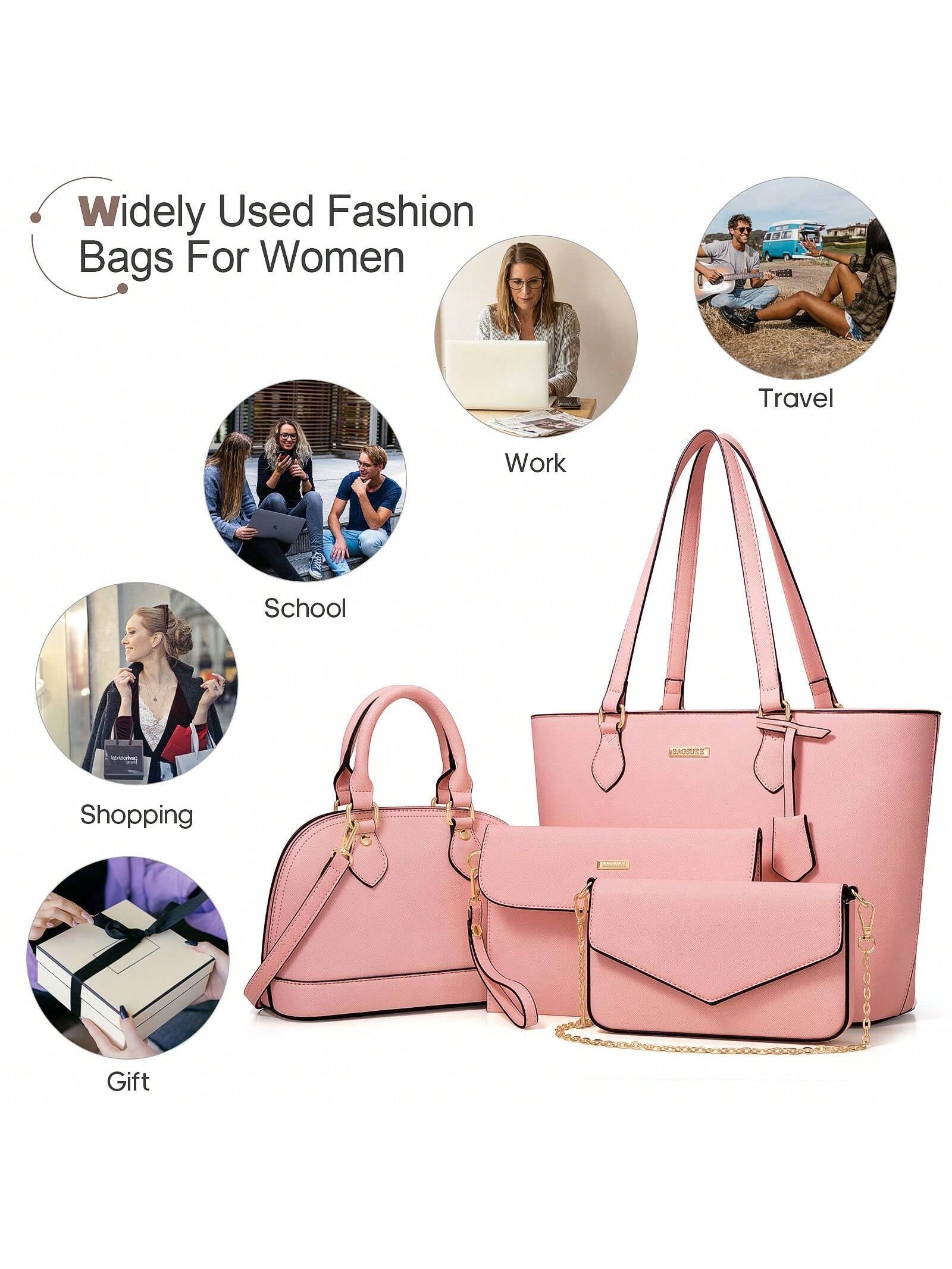 UKEIN Handbag Set, Purse Sets for Women, Tote Bag 4 Pcs, Fashion Purse Sets Women'S Handbags the Tote Bag Handbags Sets