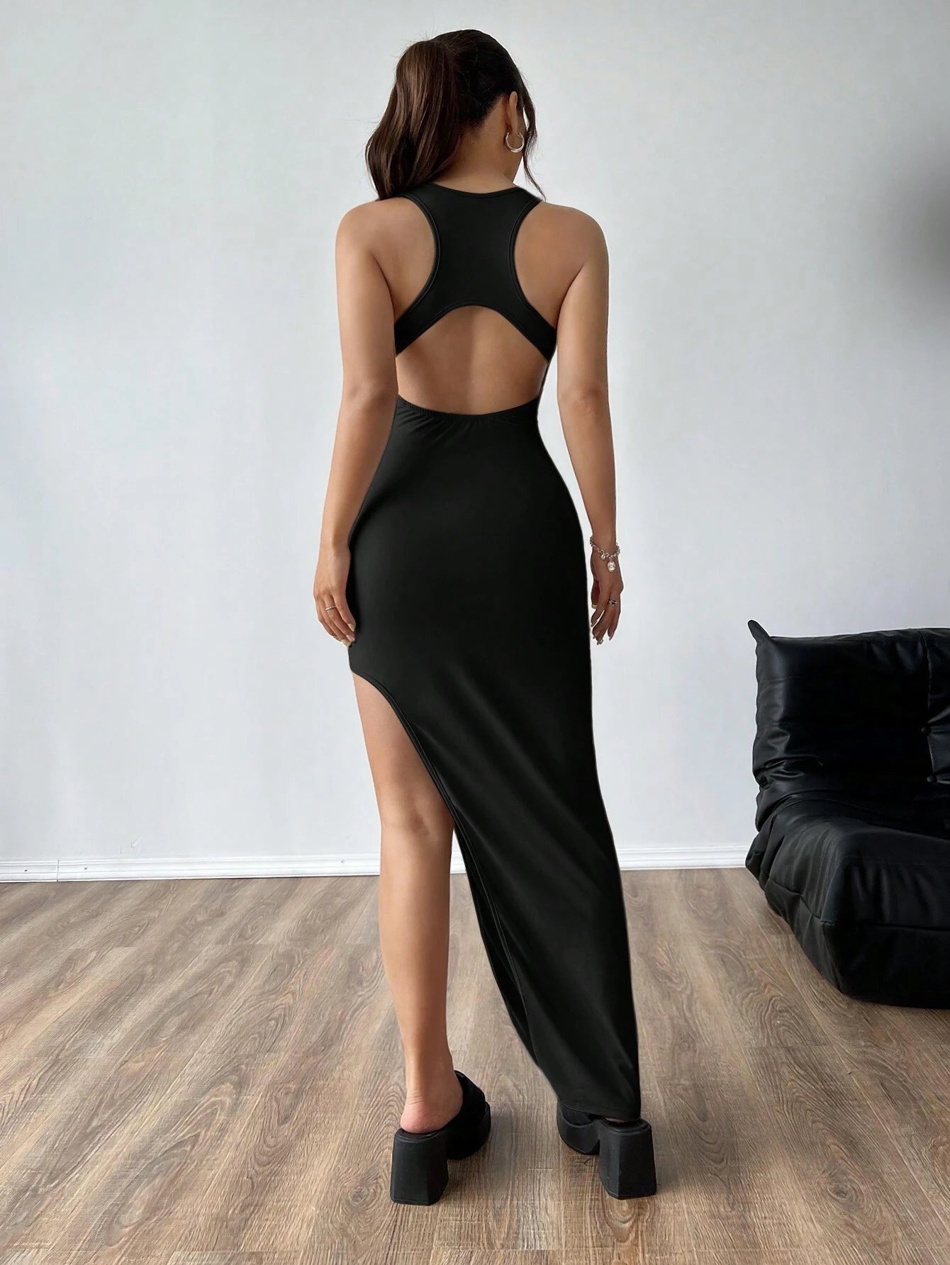 SHEIN Ezwear High Slit Open Back Dress