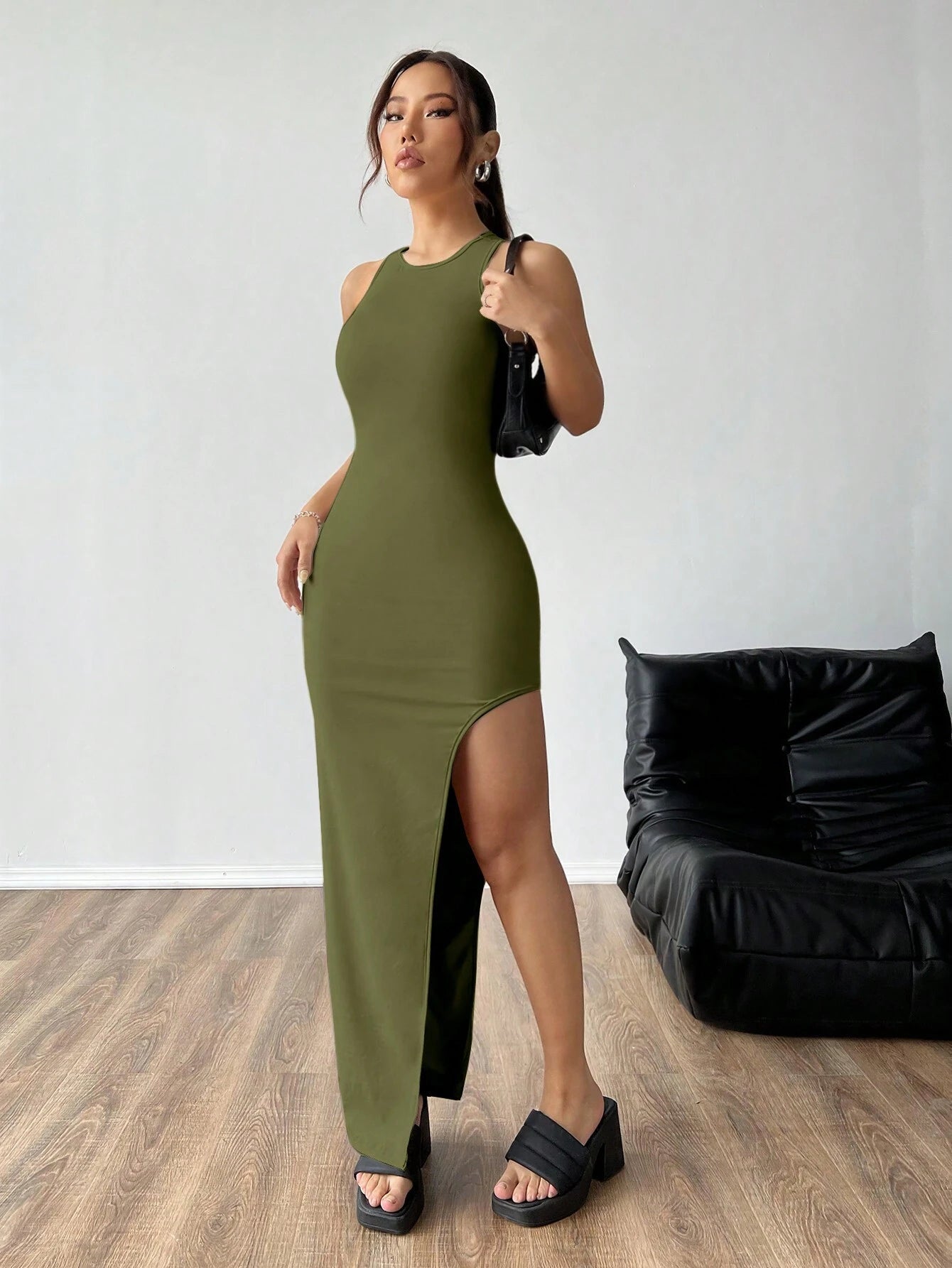 SHEIN Ezwear High Slit Open Back Dress