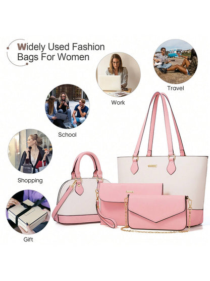 UKEIN Handbag Set, Purse Sets for Women, Tote Bag 4 Pcs, Fashion Purse Sets Women'S Handbags the Tote Bag Handbags Sets