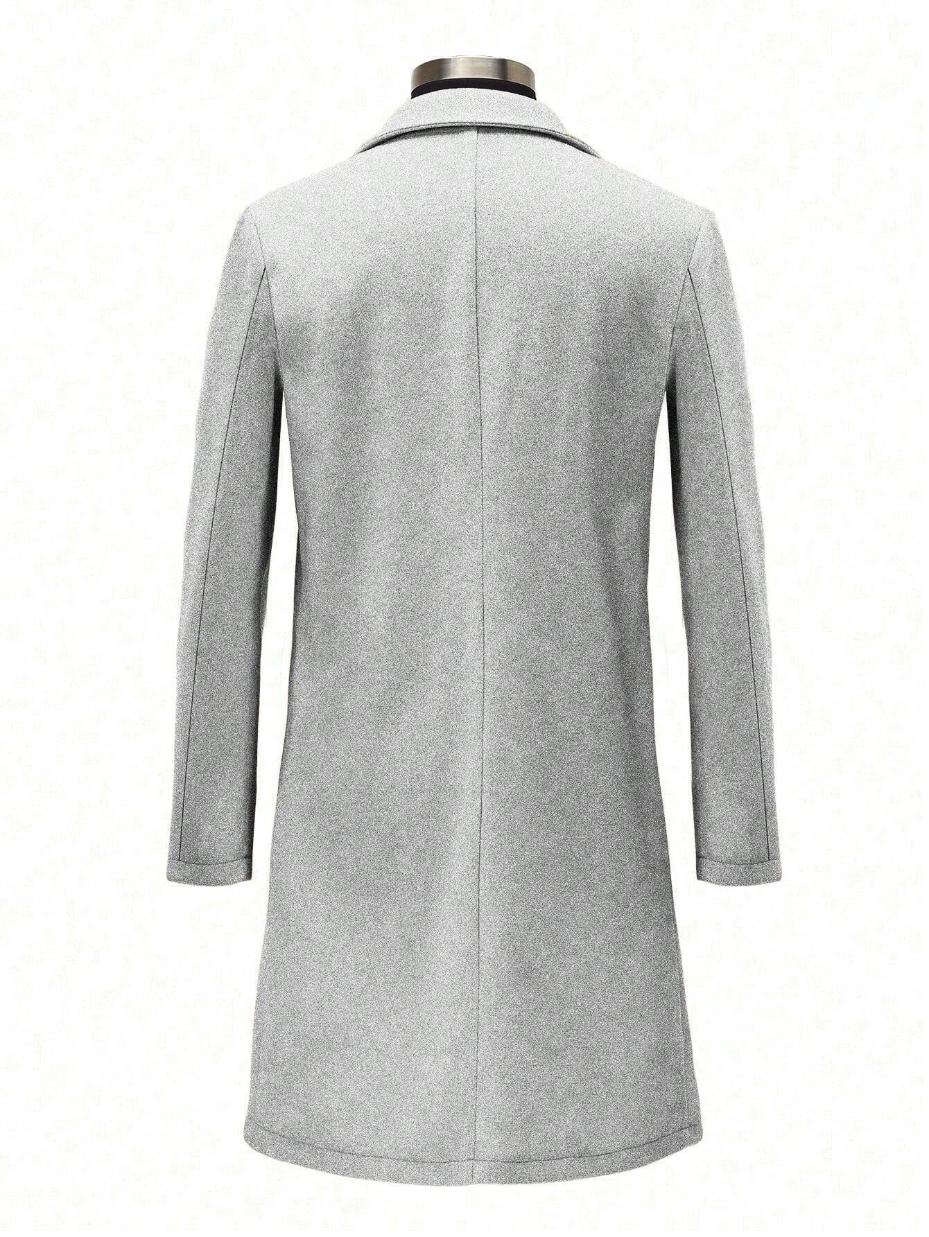 Manfinity Homme Men'S Single-Breasted Stand Collar Woolen Coat Plain Going Out Basic Overcoat