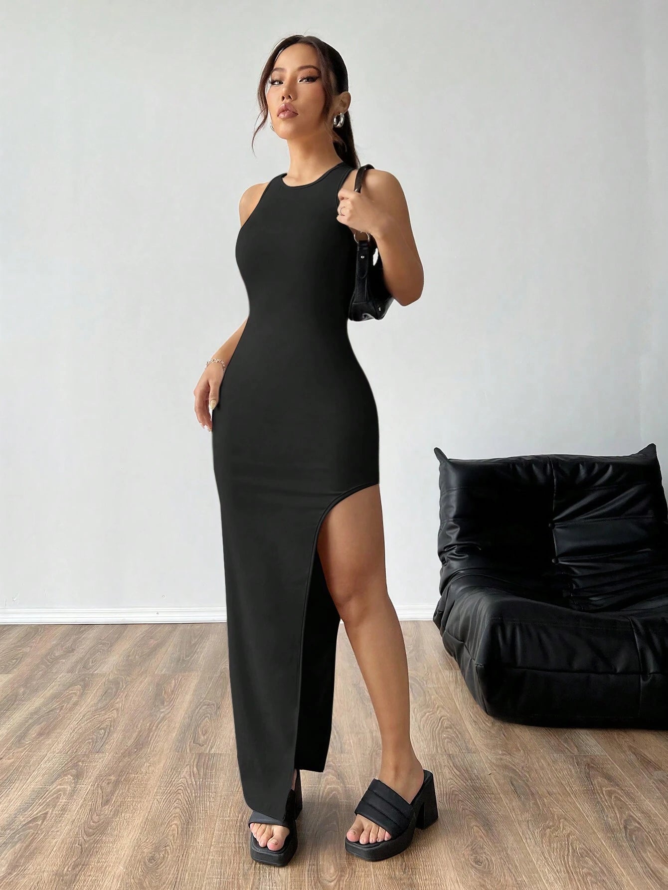 SHEIN Ezwear High Slit Open Back Dress